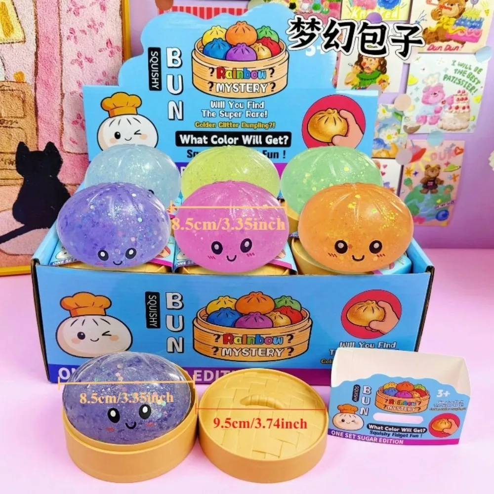 Sparkle Bun Simulation Dumpling Shine Slow Rebound Stress Relief Squeeze Ball Soft Steamer for Anxiety Relief Sensory Toy Gift/