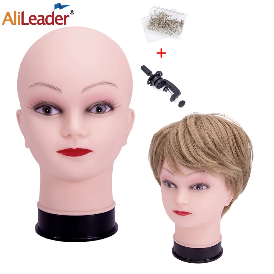 

Bald Mannequin Head With Clamp Female Mannequin Head For Wig Making Display Cosmetology Manikin Head For Makeup Beige Dark Brown