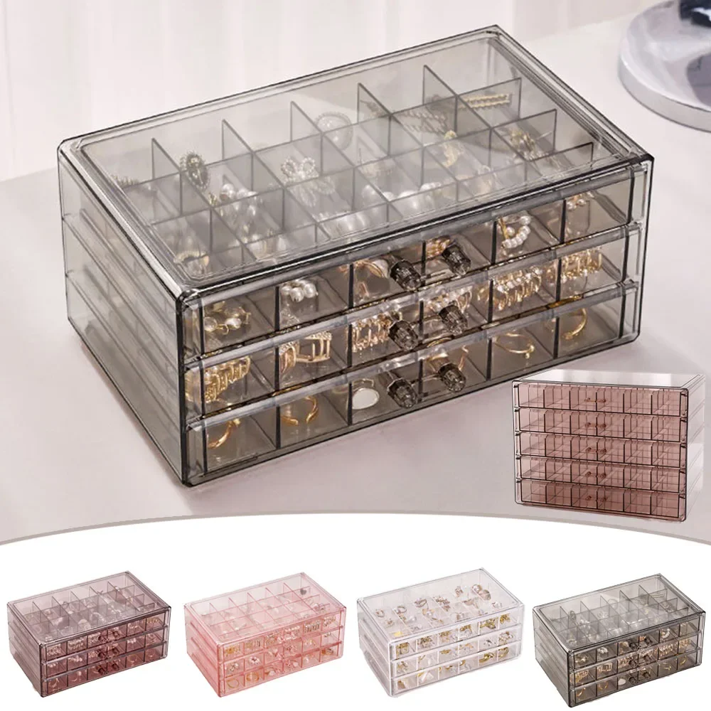 72/120 Grid Drawer Style Transparent Jewelry Box Large Capacity Ring Earring Necklace Jewelry Sorting Box Jewelry Box Organizer