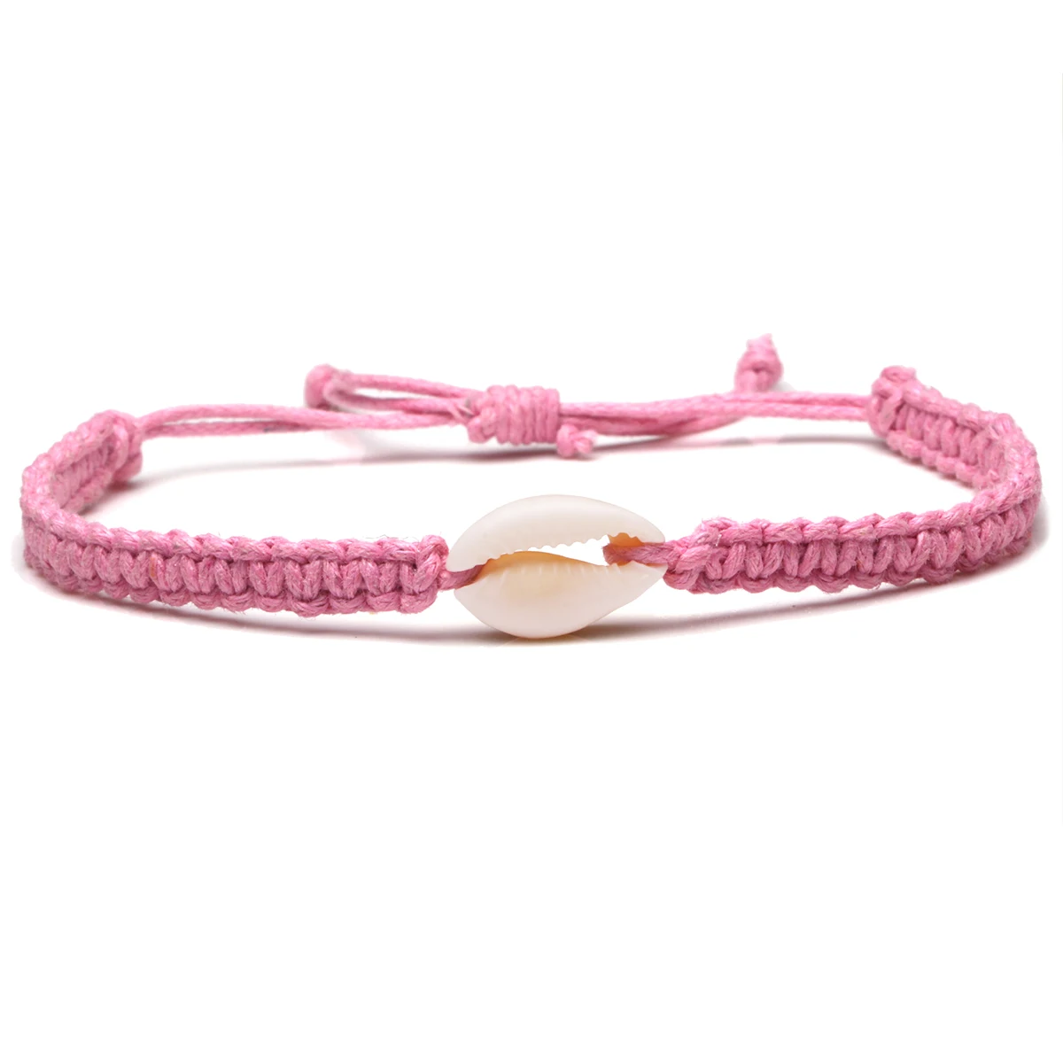 Wit Porceleinslak Seashell Wax String Macrame Armband Vrouwen 2021New Mode Roze Paars Oranje Koord Gevlochten Knoop Zomer Sieraden Gift