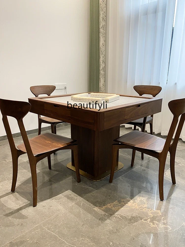 Villa Electric Mahjong Table North America Black Walnut Mahjong Machine Automatic Advanced Solid Wood Mahjong Table
