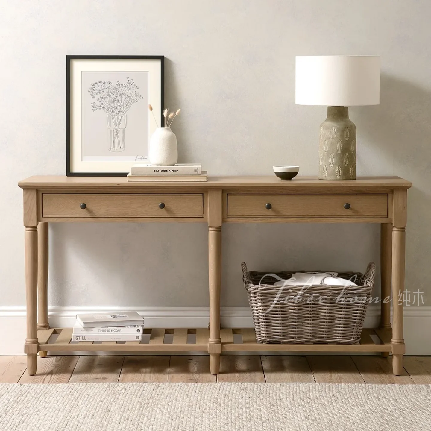 DSA solid wood entry entrance storage cabinet desk retro wall side cabinet storage cabinet