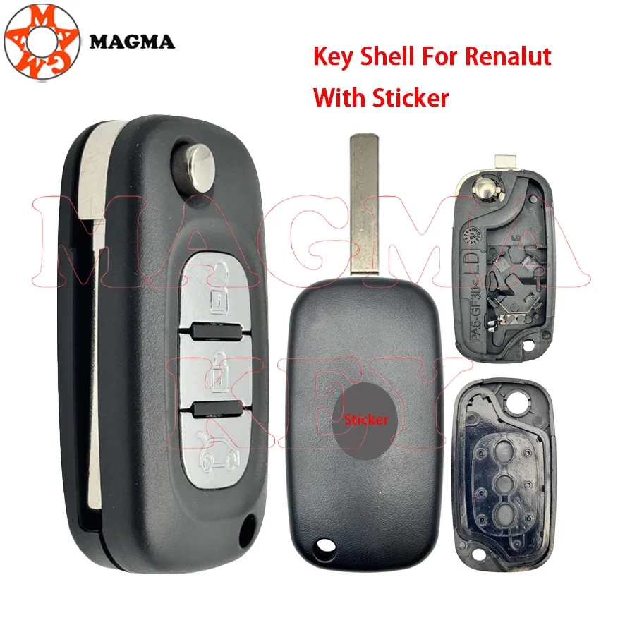 MAGMA للطي مفتاح بعيد قذيفة لرينو فلوينس كليو ميجان كانجو مودوس لادا جرانتا كالينا بريورا فيستا XRAY مع ملصق #1