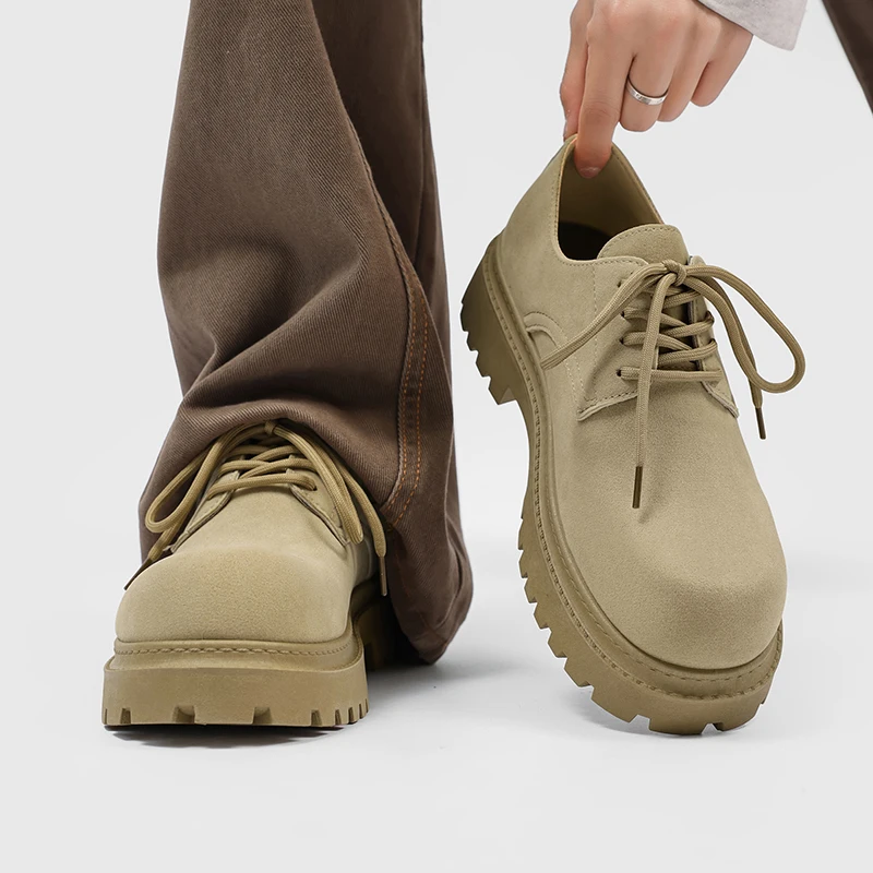 

Мужские ретро-ботинки в британском стиле, весенние низкие ботинки, противоскользящие, из искусственной замши, повседневная молодежная обувь