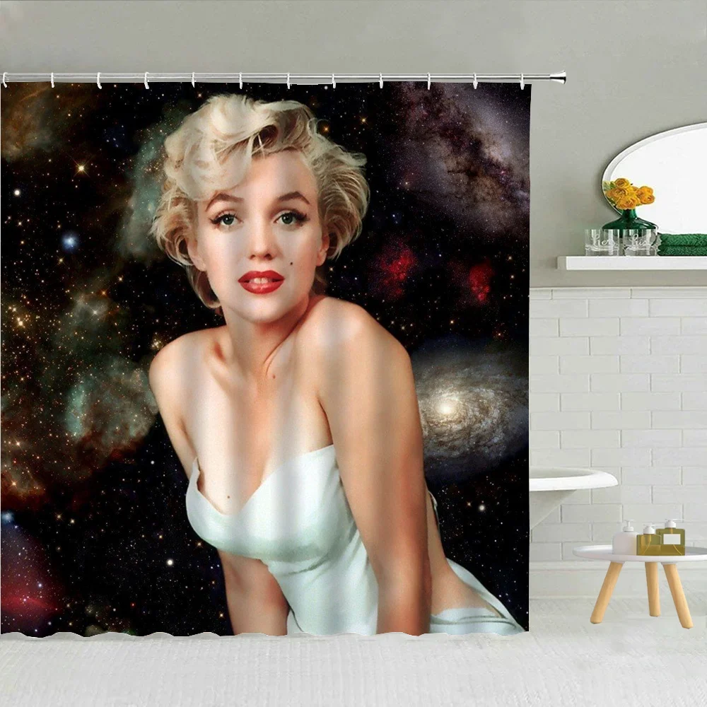 M-Marilyn Monroe Bathroom Shower Curtain Waterproof Folding Partition Bathrooms and Accessories Bath Things Curtains the Showers