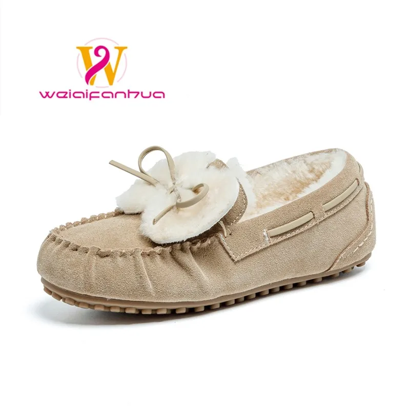 Women's Shoes 2025new Style Genuine Leather Bean Shoes, Women's Casual and Warm Flat Shoes Women Work Shoes Comfortable for Work