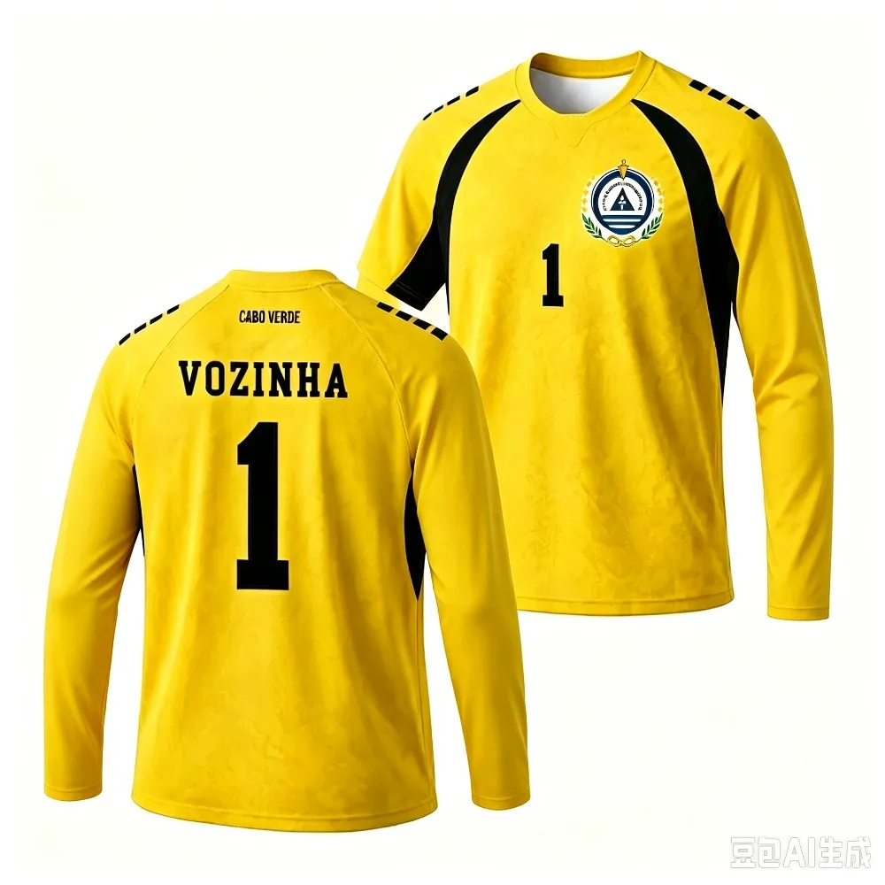 Cape Verde Goalkeeper Soccer Jersey VOZINHA #1 T-shirt Summer Breathable Casual Long Sleeve Quick Dry Outdoor Sports Tops Unisex