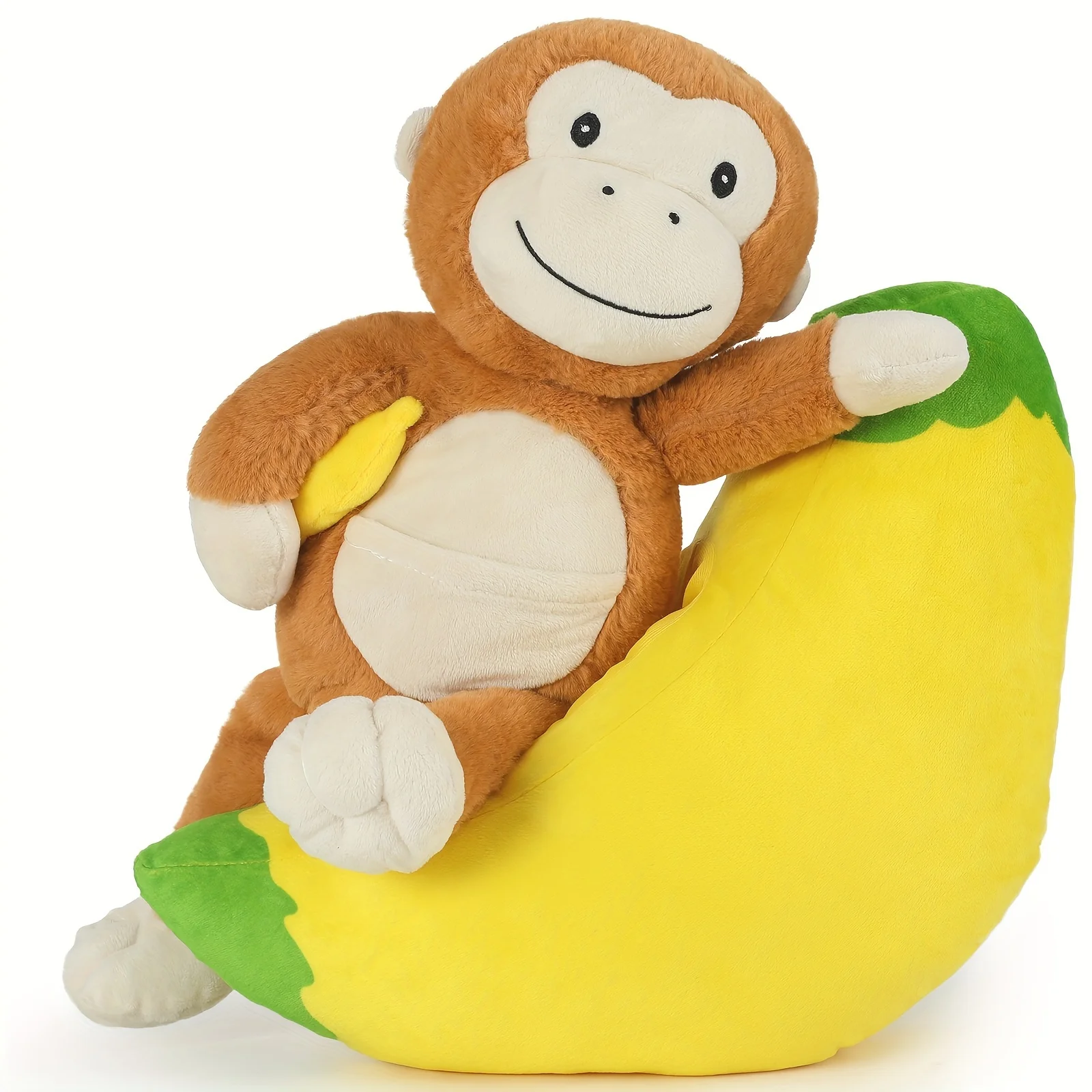 

12 Inch Plush Monkey With Banana, Cute Monkey Stuffed Animal, 2-in-1 Toy Set For Kids Christmas