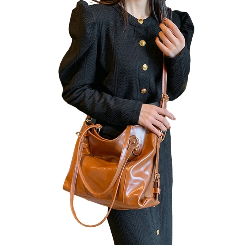 Bolso mano elegante PU para mujer, bolso espacioso y para trabajo y compras