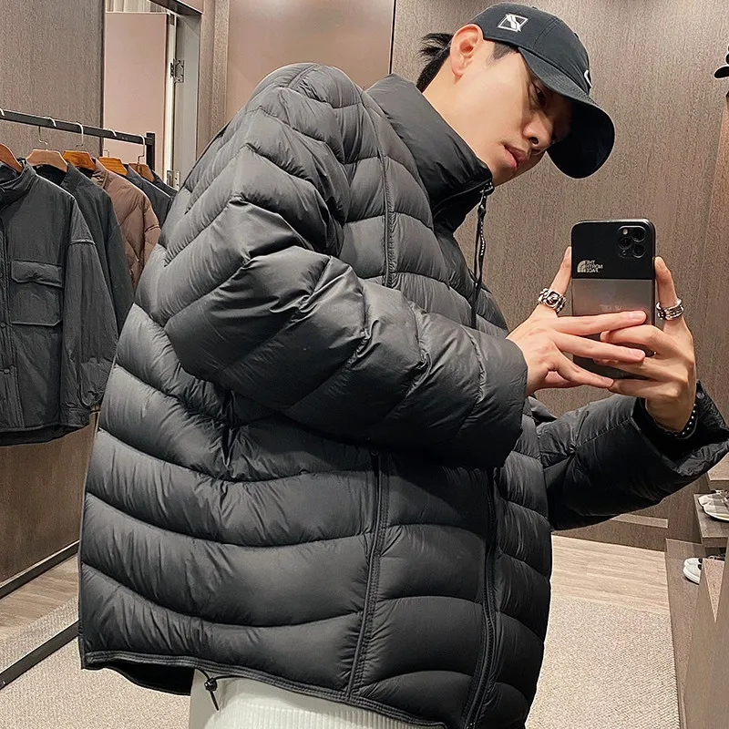 

High Quality Lightweight Duck down Jacket Stand Collar Bread Shape Warm Winter Coat Casual Style Nylon Fabric Men's Puffer