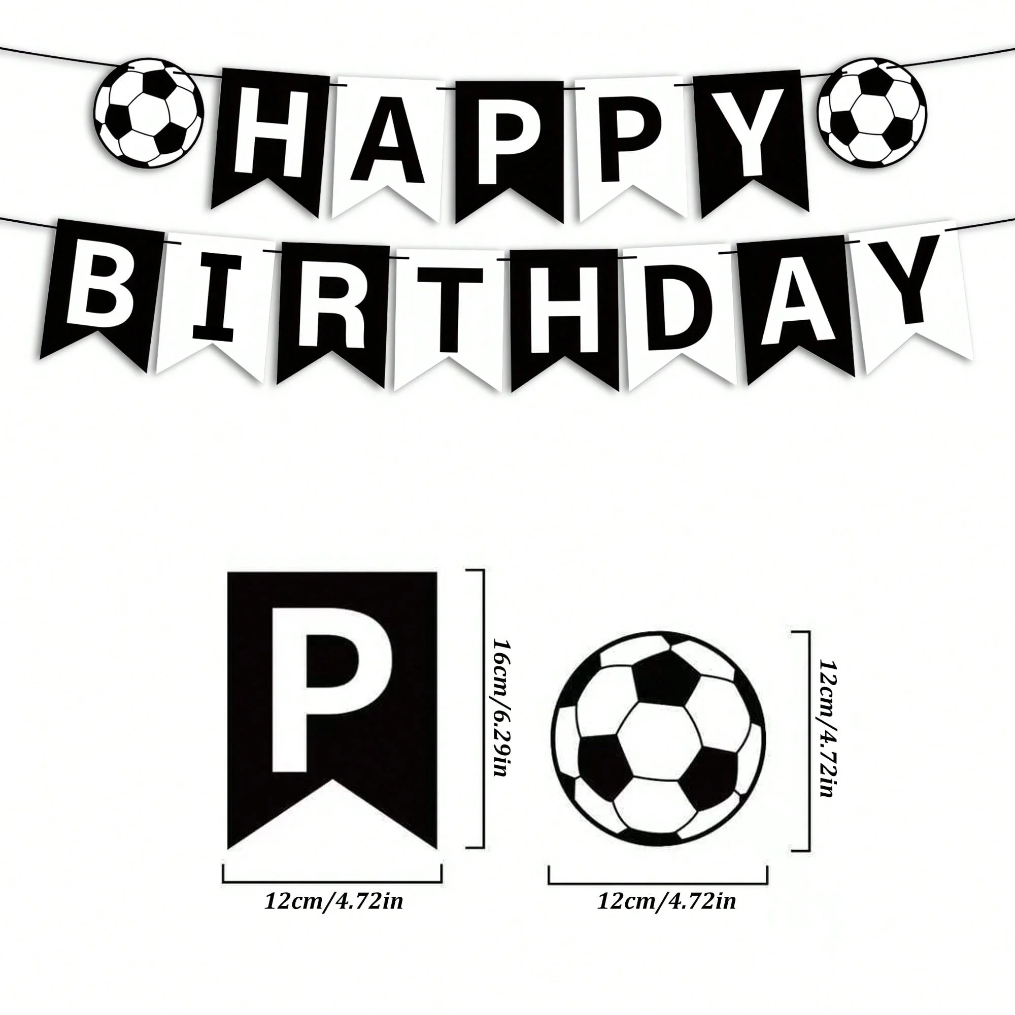 2 Sets/1 Set Fußball-Geburtstagsbanner-Set Fußball-Themen-Geburtstagsparty-Dekorationen Schwarz-Weiß Fußball-Wirbel Hängende Dekoration – Detail 6
