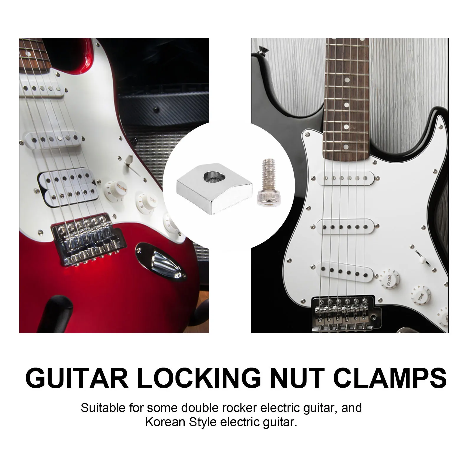 

2Sets Electric Guitar Locking Nut Blocks Iron Zinc Alloy Tremolo Bridge String Locks Clamps Replacement Parts Guitar Accessories