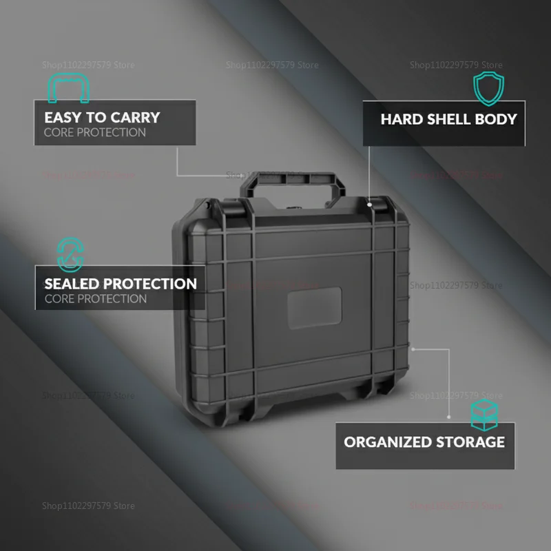

Portable Hard Tool Box With Pre-Cut Foam Shockproof Pressure Reducing Dustproof Storage Case for Home Outdoor Tools Equipment.