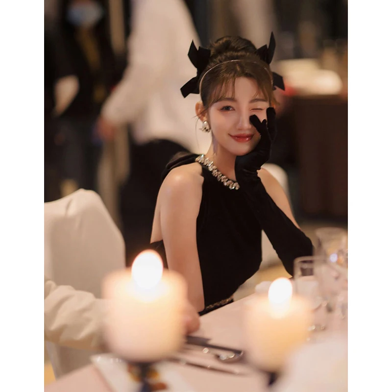 فستان سهرة طويل فاخر للنساء موديل 2025 الجديد، مناسب للحفلات وأعياد الميلاد والامتحانات الفنية، تصميم أنيق وراقي