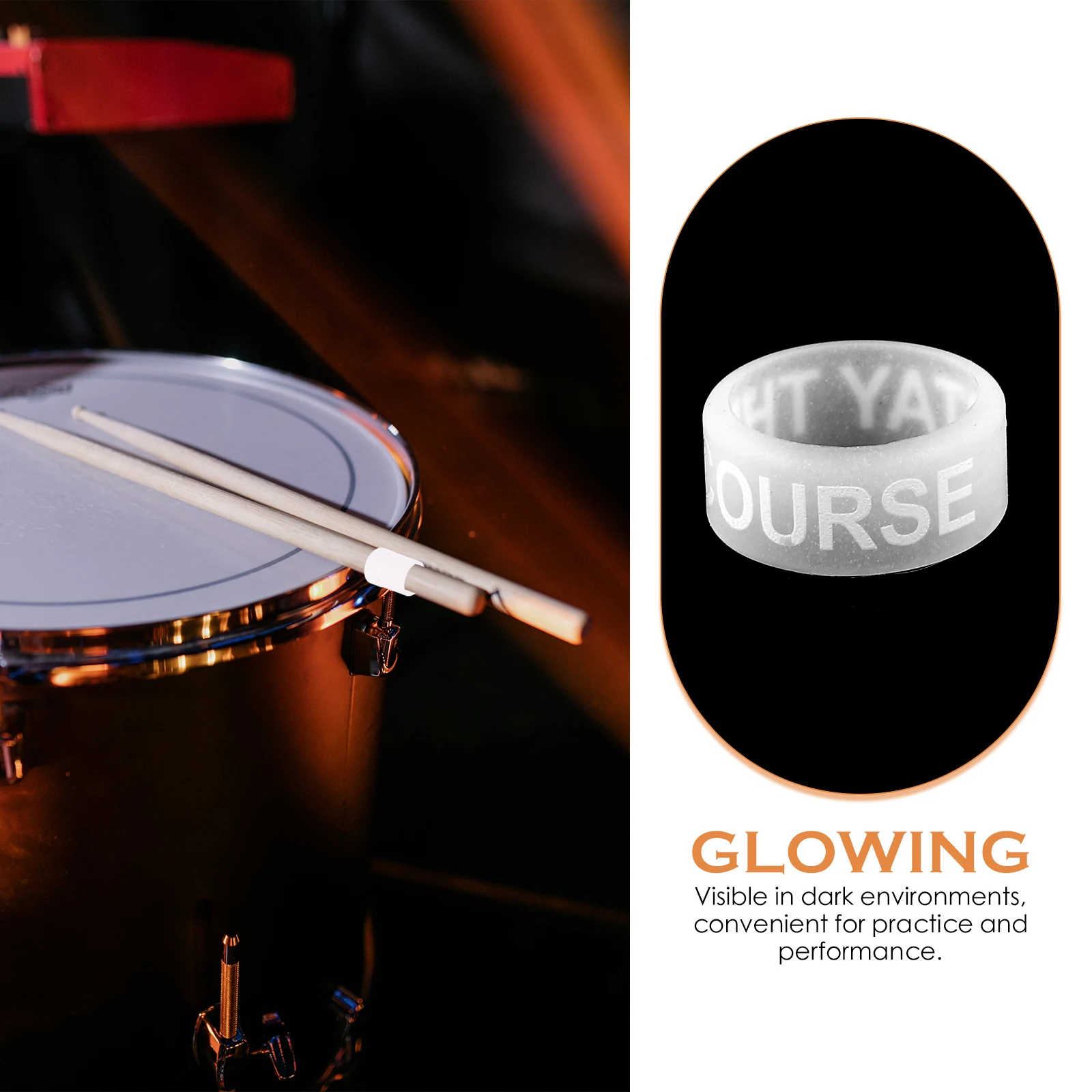 

10Pcs Luminous Drumstick Rings Glow in Dark Silicone Anti-Slip Grip for Drumming Practice Accessories Drum Accessories