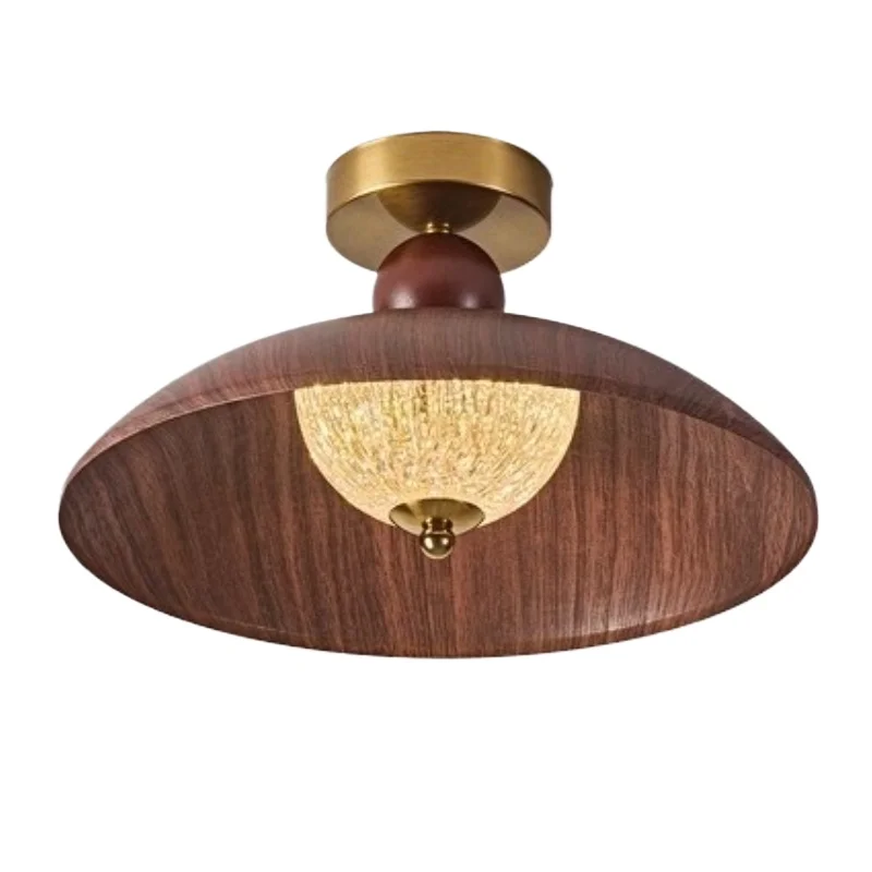 French Medieval Style Acrylic Ceiling Lights Eye Protection Walnut Color Entrance Hallway Homestay Woonkamer Kitchen Fixtures