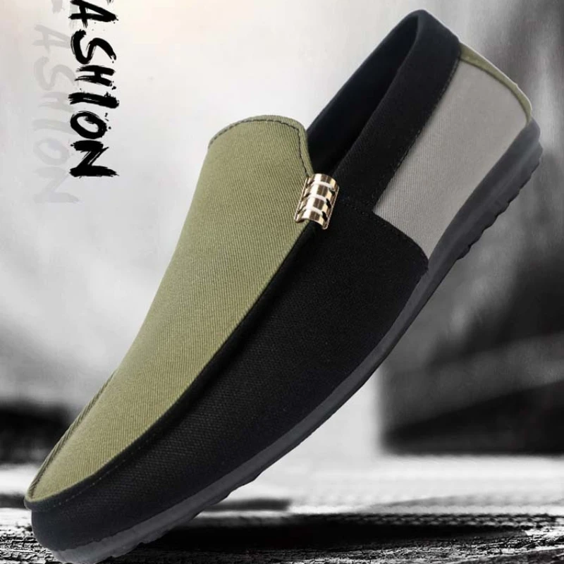 

2026 New Arrivals: Fashionable Men's Shoes Large Colour Block Patchwork Loafers Versatile Stylish Student Shoes
