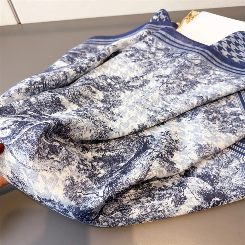 جديد على الوجهين لونين متعرجة منقوشة وشاح رقيقة الحماية من الشمس عالية الجودة شال الرقبة وشاح حريري على الطراز البريطاني