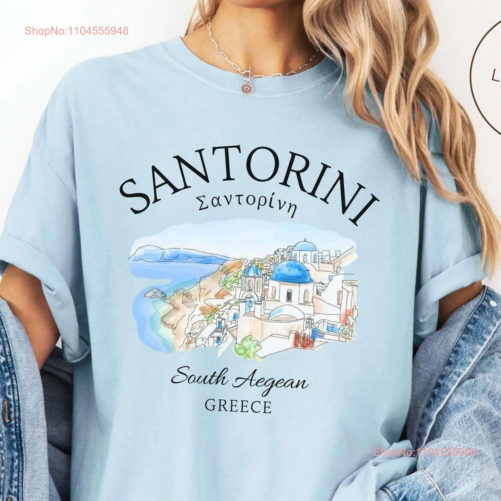 

Футболка Santorini Comfort Colors Остров Греции с длинными или короткими рукавами