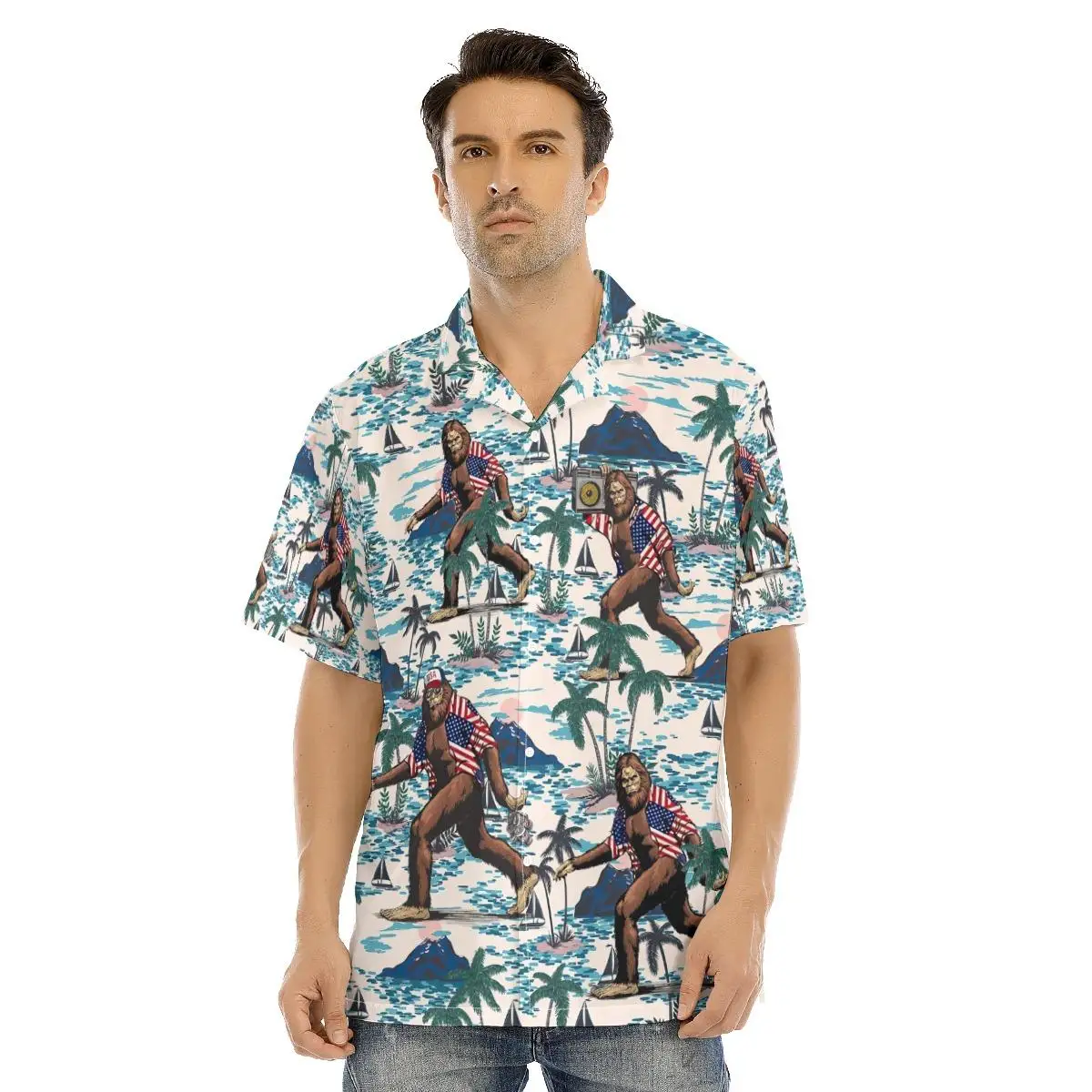 New Hawaiian Summer Shirt for Men Ape Man Print Monster Hawaiian Casual Style Short Sleeve Button Up Summer Shirts