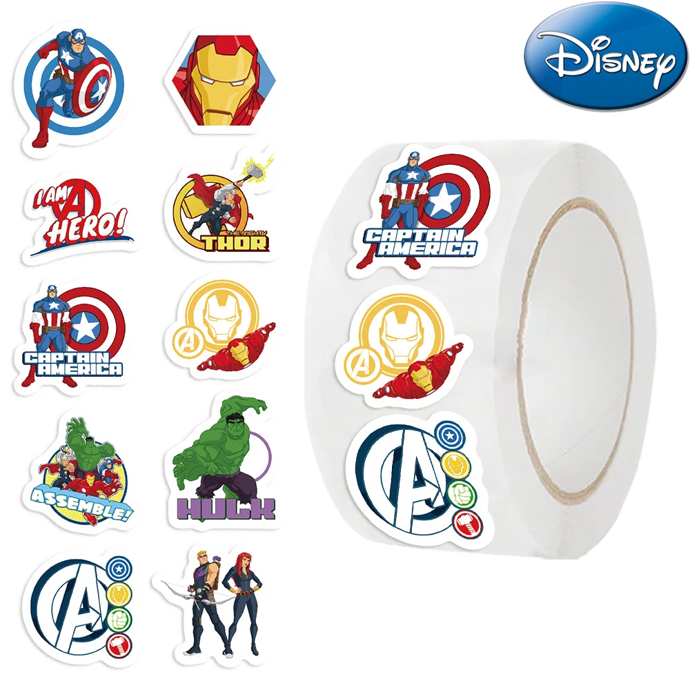 

500pcs/Roll Disney The AveS6995ngers Graffiti Stickers Cool Superhero Spiderman Iron Man Sealing Decals for Kids Birthday Party