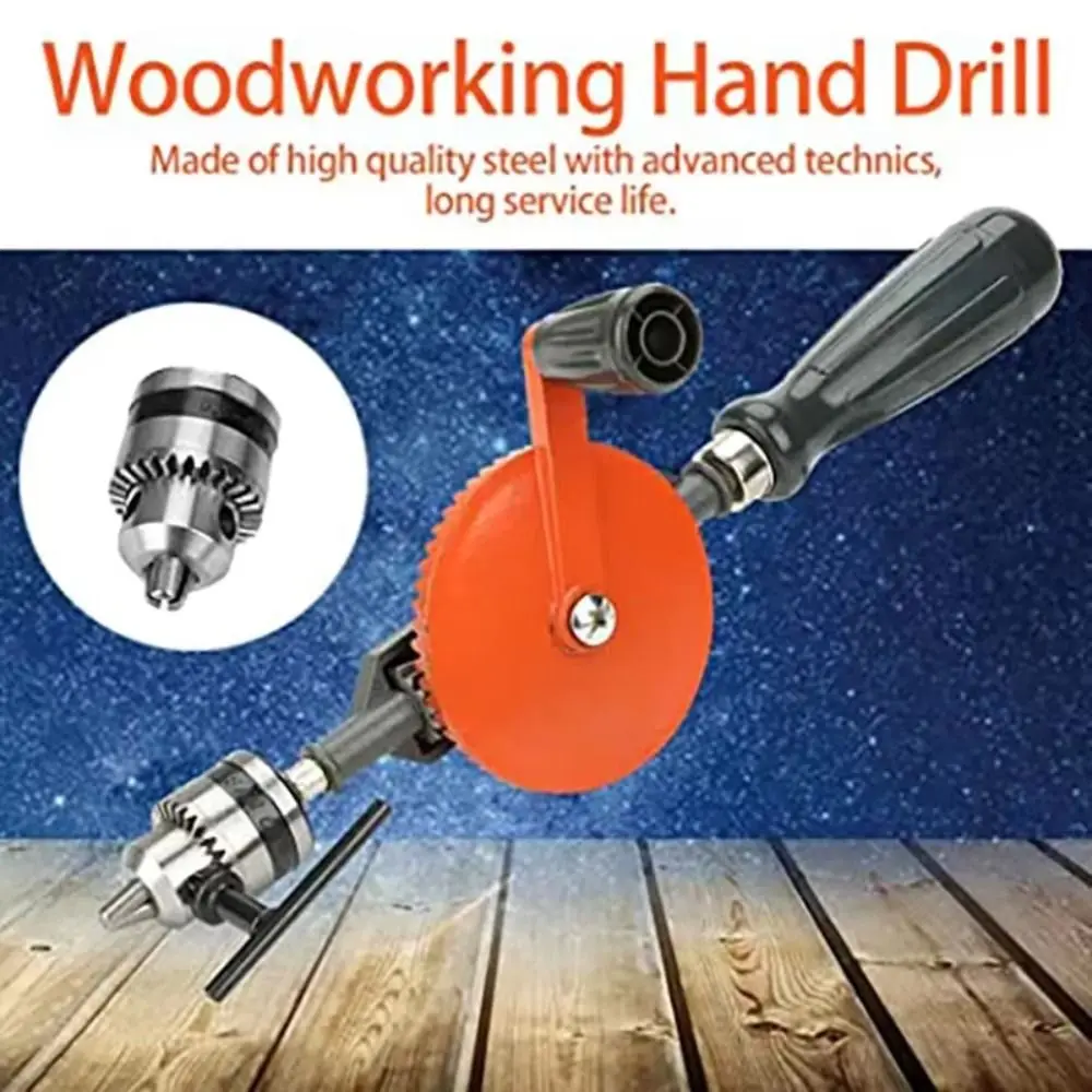 Durable Multi-function Hand Crank Drill 0.6-6 MM Rotary Manual Drilling Tool Non-Slip Handle Carpenters Bit Brace