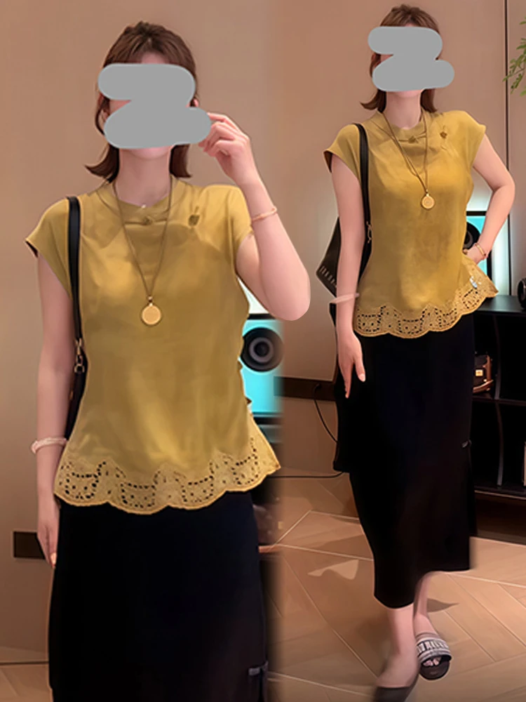 

Новый китайский женский воротник irt Summer Luxury Sensation ort Sve Традиционный дизайн на пуговицах Faionable Top