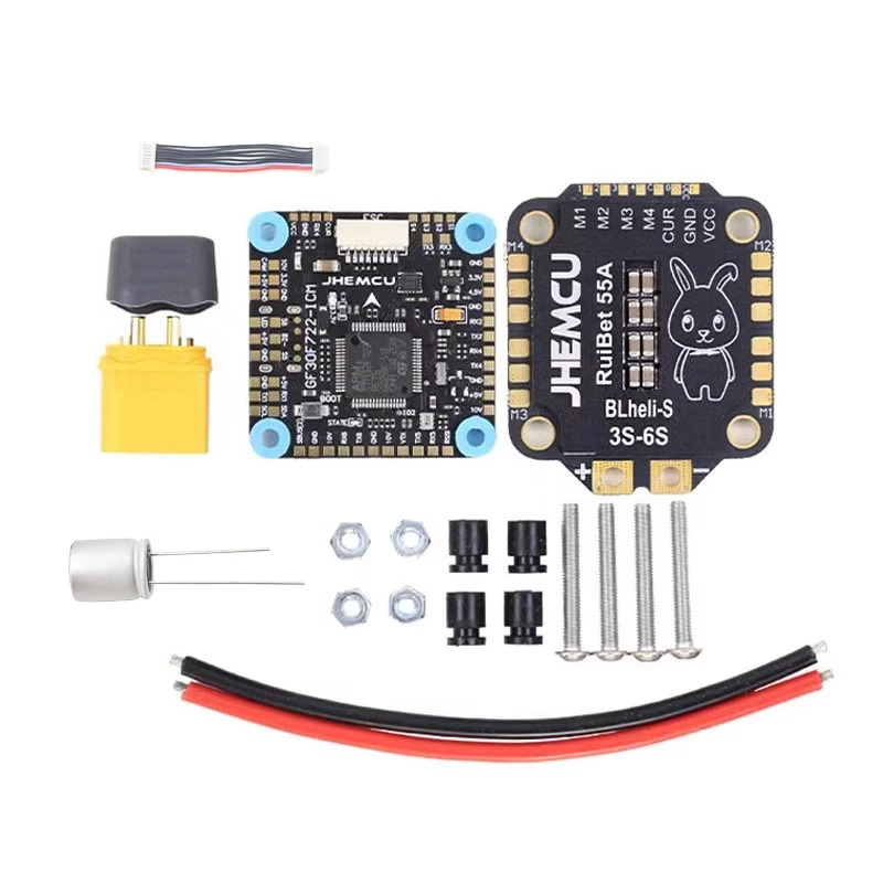 JHEMCU F722 Stack 55A GF30F722-ICM F7 Flight Controller RuiBet 45A/55A 4INI 3-6S ESC F722 Flight Controller for RC FPV Drone
