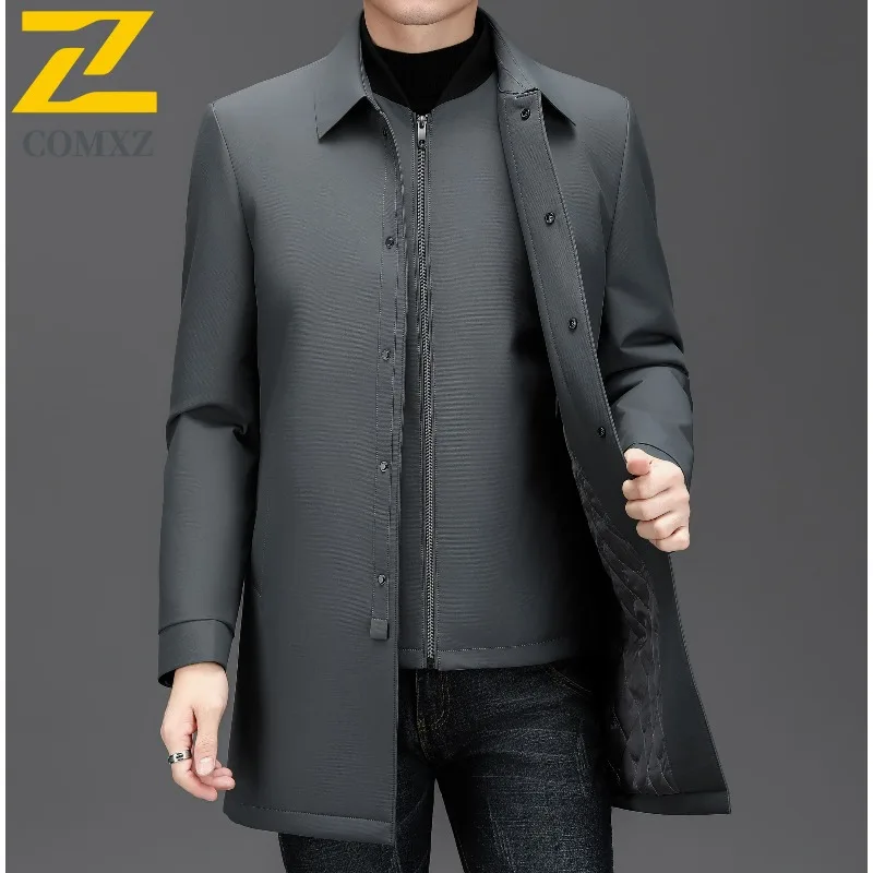 

Winter Luxury Men Down Jacket High Quality Designer Detachable White Duck Down Lined Coat Casual Warm Long Down Coat Puffer