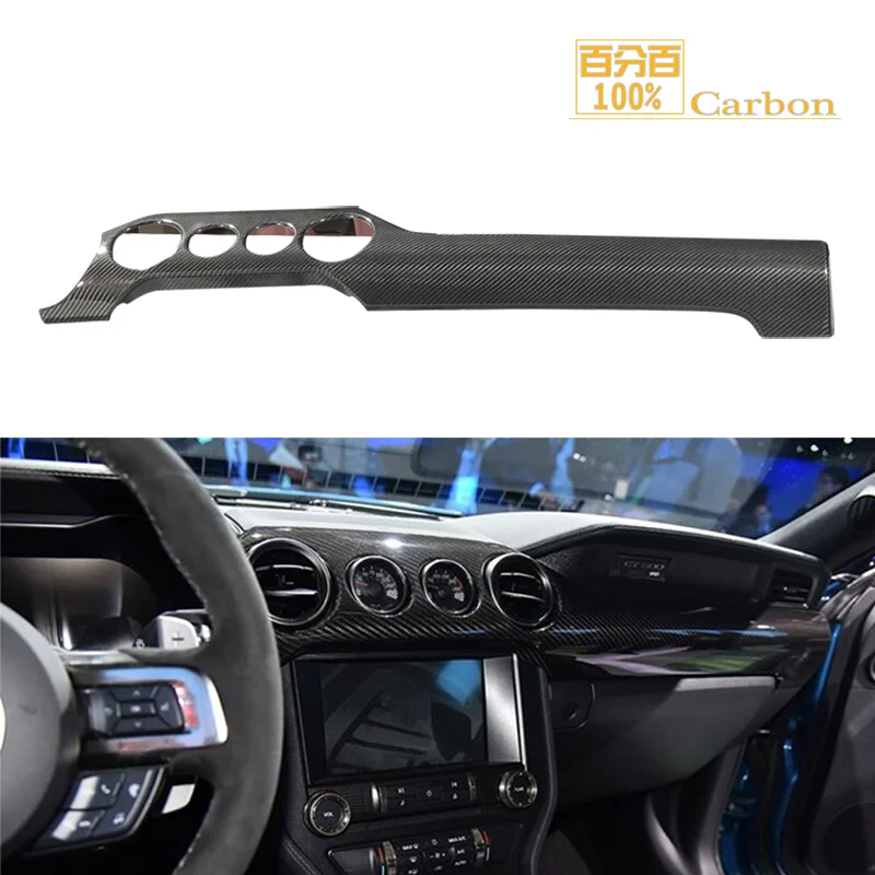 For Ford Mustang GT model Dry Carbon Fiber Dashboard Cover Dash Kits 4 holes Interior Trims