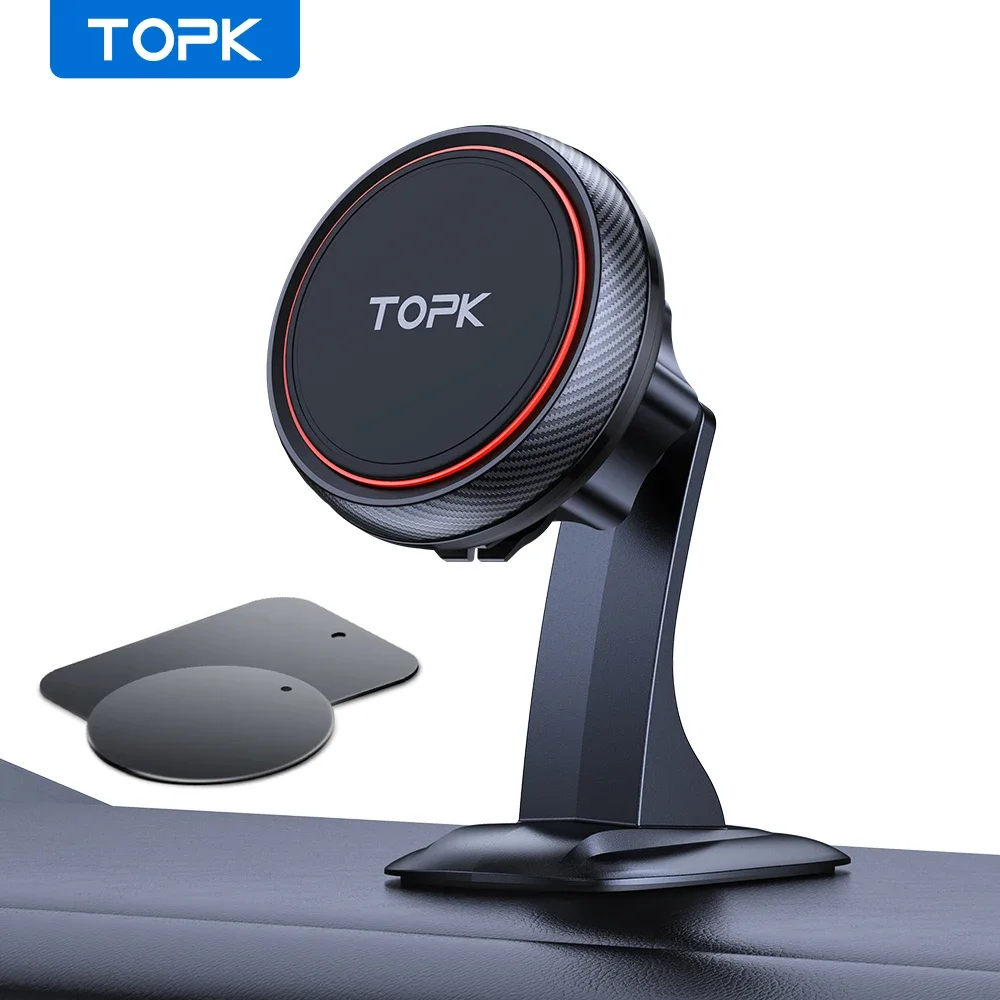 

TOPK Magnetic Car Phone Holder, 360° Adjustable Car Phone Mount for Dashboard, Strong Magnet Mag-safe Car Mount for All Iphone