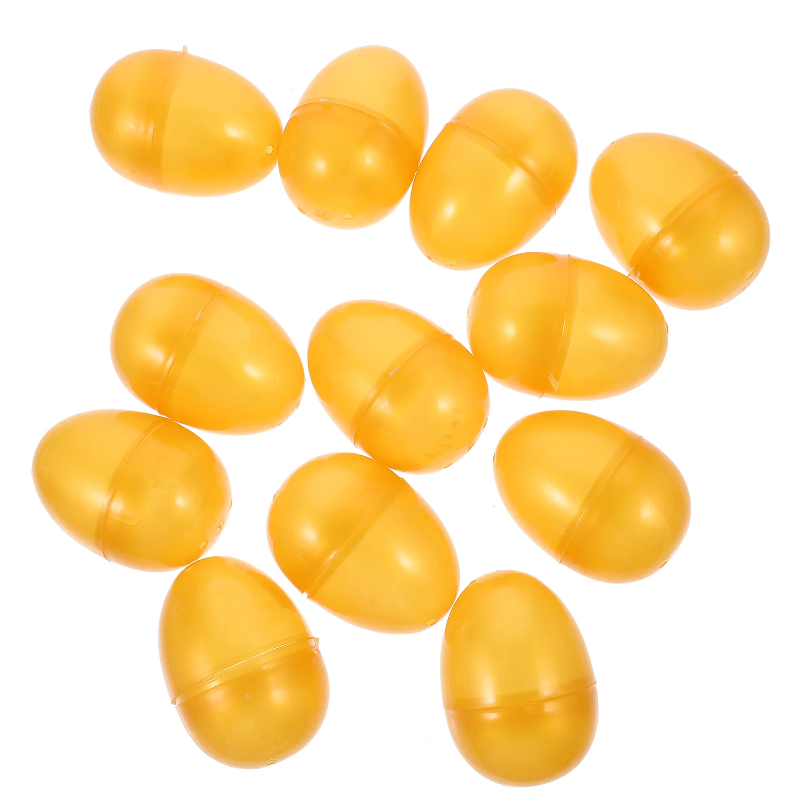 12 Pcs Gold Decor Egg Mazing Golden Plastic Eggs Fillable to Open Lottery Refillable Ornaments DIY Party Child