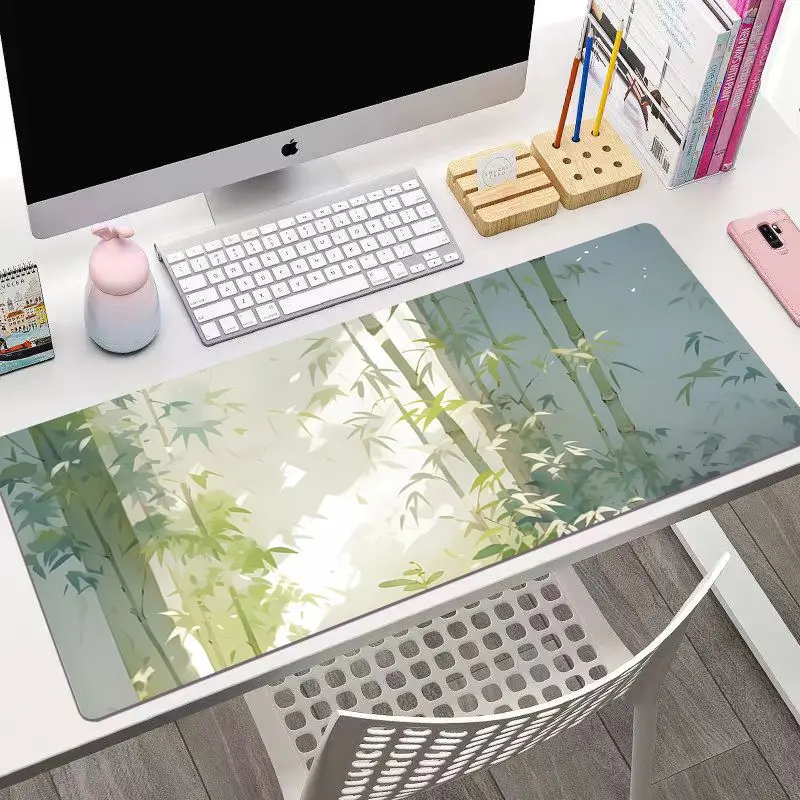 Inkt Schilderij van Bamboe Muismat Grote XXL PU Leer Waterdichte Eettafel Desktop Mat Leuke Kantoor Spel Computer Toetsenbord Pad