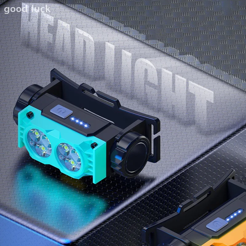 Linterna frontal recargable LED duradera, diadema ajustable, luces de trabajo USB