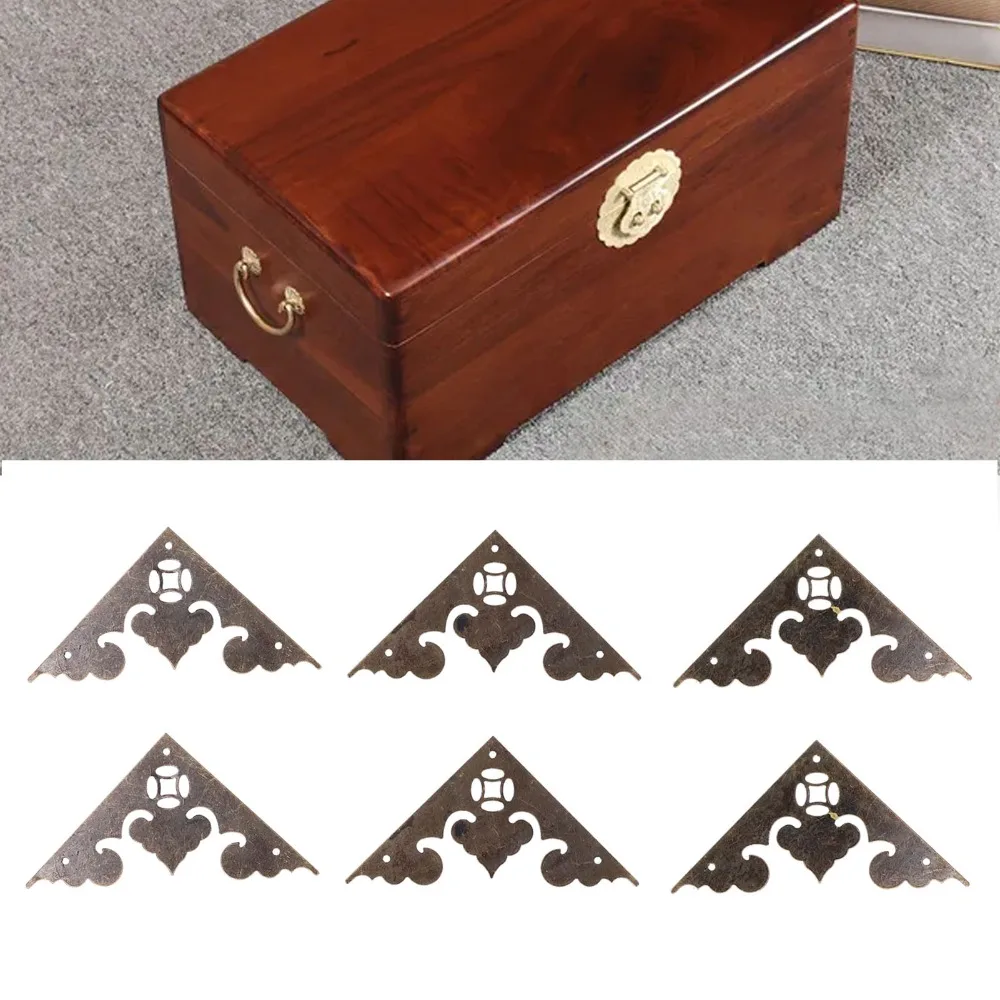 10pcs Antique Bronze Antique Box Corner Protector Metal Triangle Flat Angle Edge Guard With Screws Wood Box Corner Wood Cases
