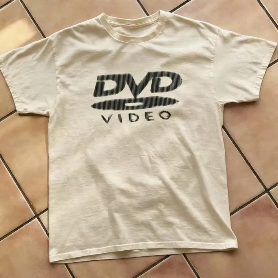Camiseta divertida retro con logo de DVD, para hombre y mujer, casual, estilo urbano, gótica, de algodón, extragrande 3