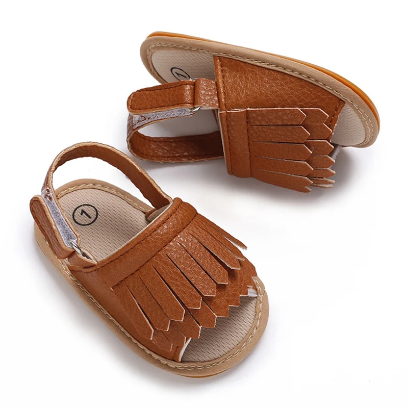 New Infant Baby Shoes Baby Boy Girl Shoes Toddler Flats Summer Sandal PU Soft Rubber Sole Anti-Slip Crib Shoes First Walker