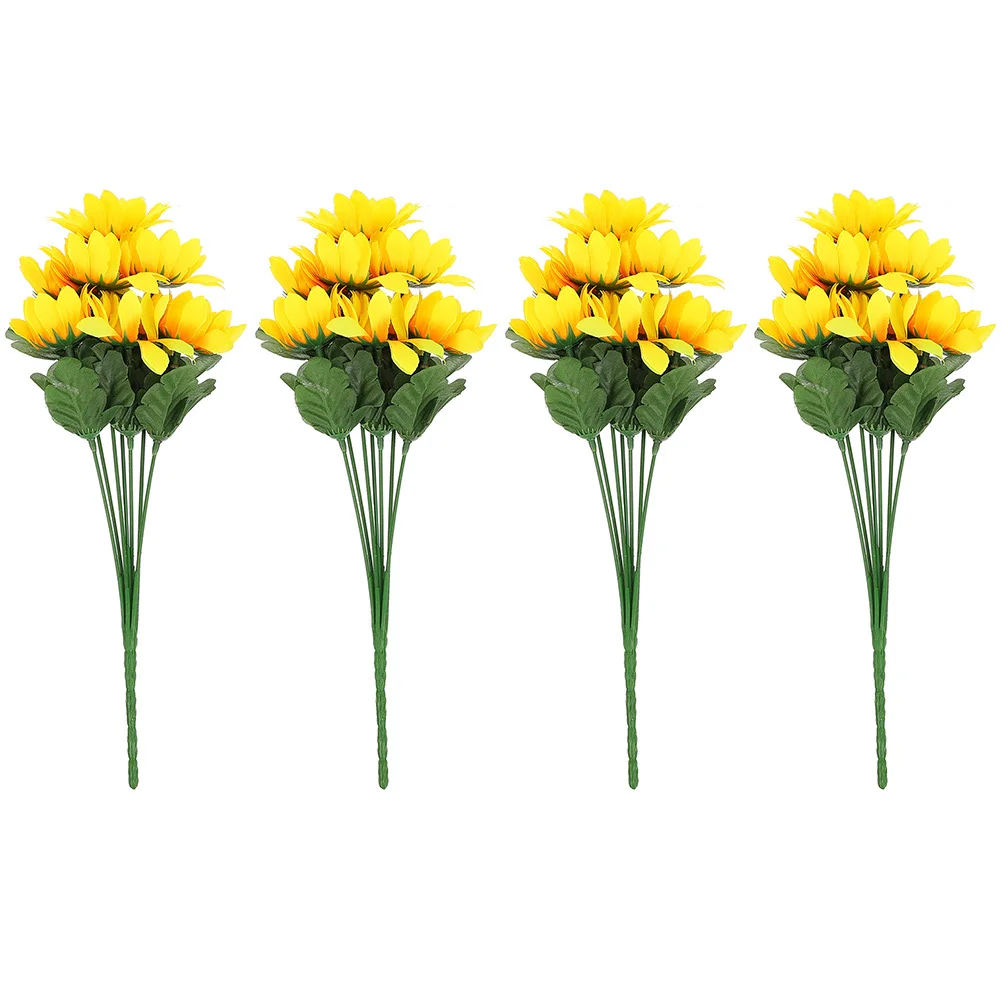 

Sunflower Artificial Bouquet Lifelike Fake Flowers For Home Wedding Party Decor Spring Floral Arrangement Tabletop