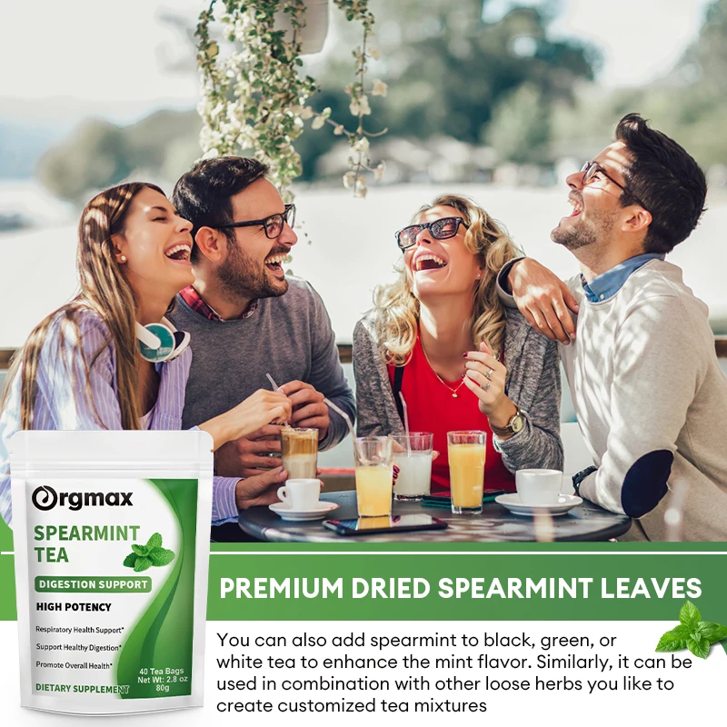 Natural Herbal Premium Spearmint Leaves - Refreshing & Minty, Keep Focus, Boost Brain, Immune System Health & Caffeine Free