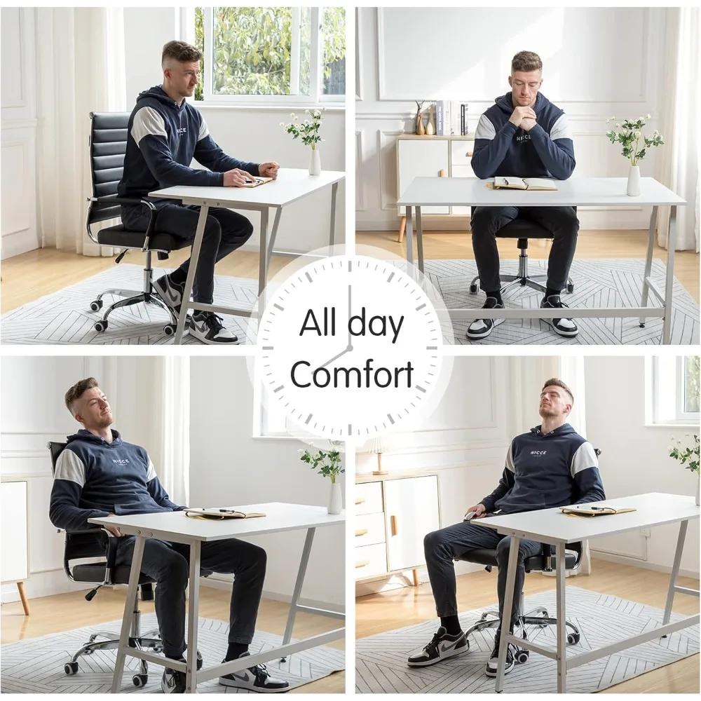 Home Office Chair Ribbed, Modern Leather Conference Room Chairs, Ergonomic Office Desk Chair, High Back Executive Computer Chair