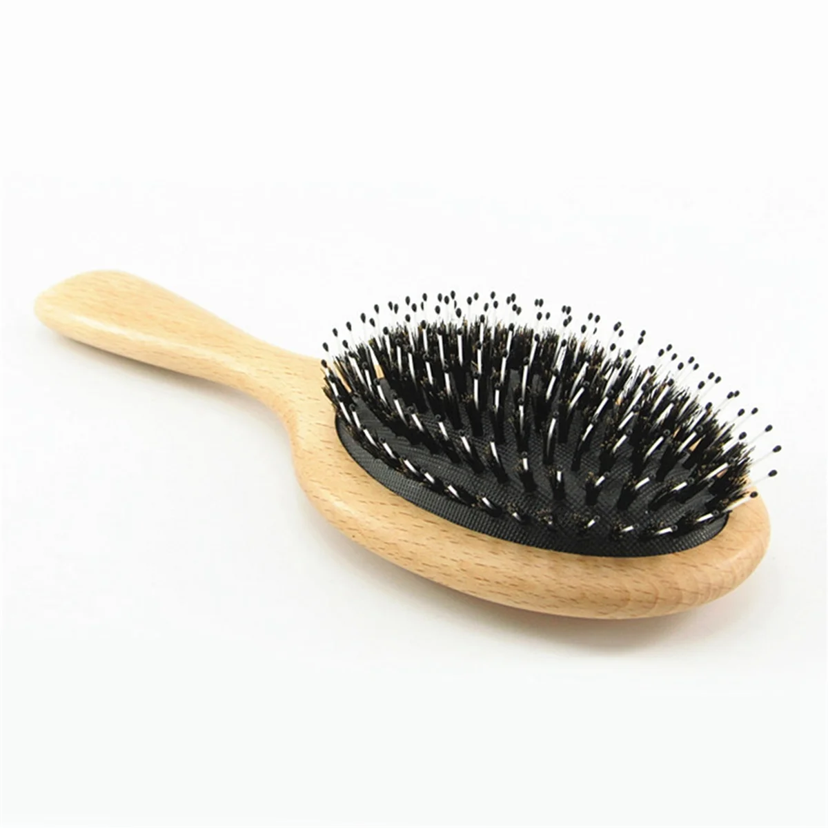 ABKB Cepillo de pelo de cerdas de jabalí, peine de haya Natural, cepillo para el pelo rizado, grueso, largo, seco, húmedo, desenredante, cepillos de masaje para mujeres-B