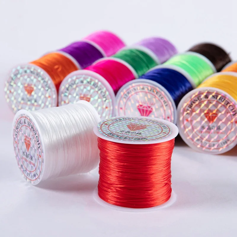 1 Roll 50Meters 1mm Elastic Thread Flat Crystal Wire Stretchy Beading Cord Rope For Jewelry Making DIY Bracelet Findings