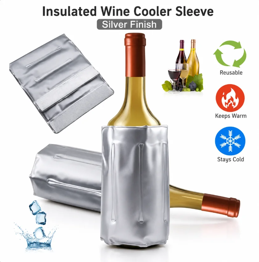 Bolsa Enfriadora de Gel para Botella, Funda de Gel para Botella de Vino, para Barbacoa, Camping y Actividades al Aire Libre