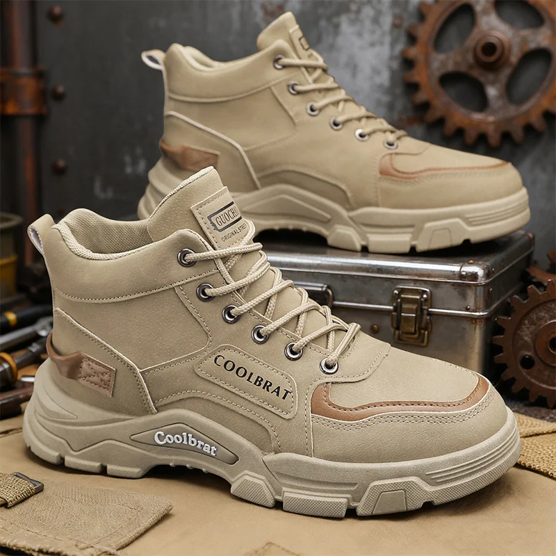 Men's Classic Utility Work Boots Breathable Anti-slip High-Top Streetwear Shoes