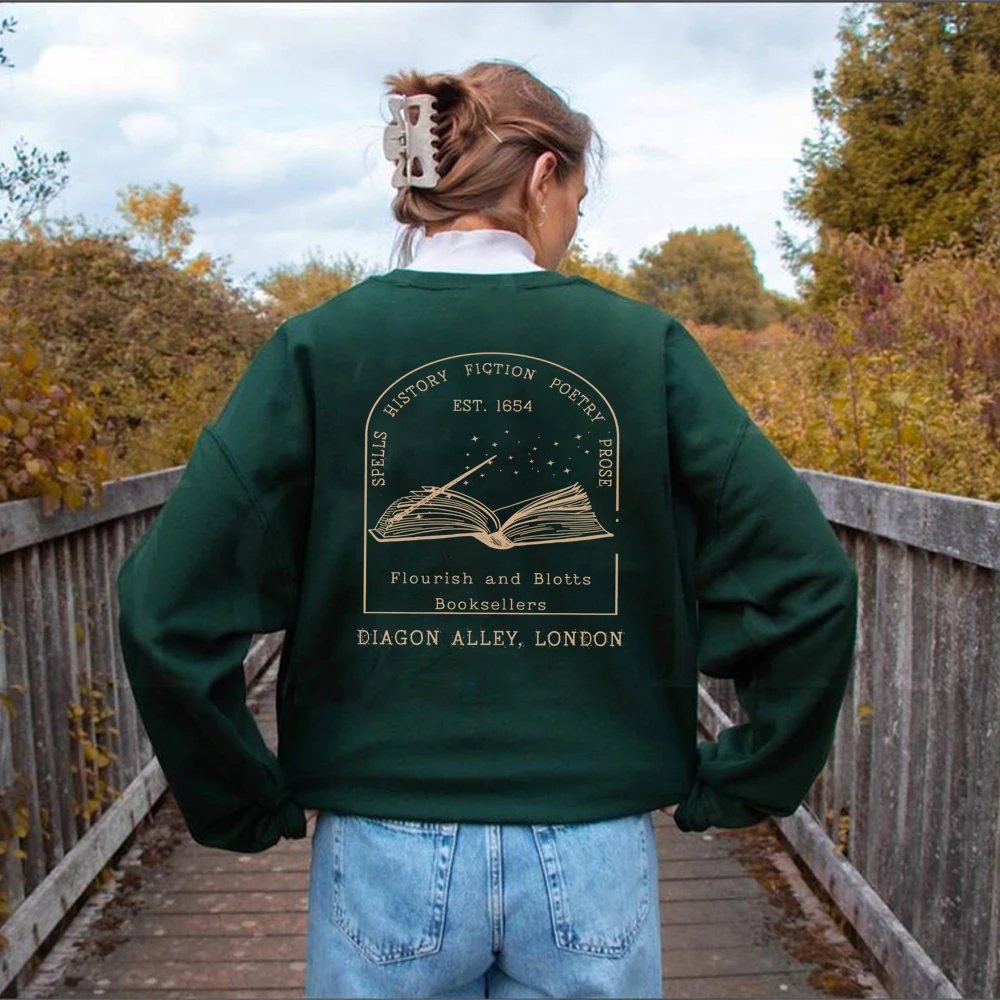 Flourish and Blotts Bestsellers Sweatshirt Wizard Shirt Universal Trip Sweater Book Nerd Hoodie Unisex Long Sleeves Sweatshirts