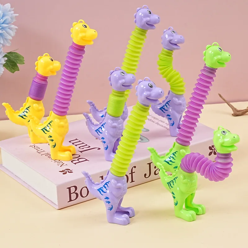 12 piezas de juguetes telescópicos de dinosaurio de dibujos animados, elásticos, para aliviar el estrés, para niños, recuerdos de fiesta de cumpleaños, rellenos de piñata, bolsas de regalos