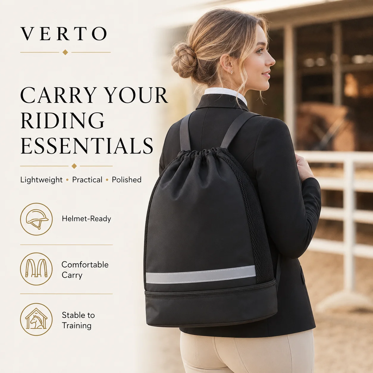 Equestrian Gear Bag for Helmet Boots Gloves Breeches and Riding Apparel, Portable Horse Riding Tote