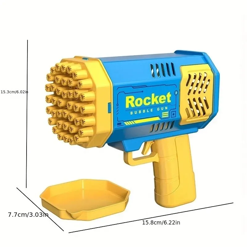 Lanzador de cohetes de 40 agujeros, pistola de burbujas automática eléctrica portátil de mano, juguete de regalo de cumpleaños para fiesta (sin agua de burbujas)