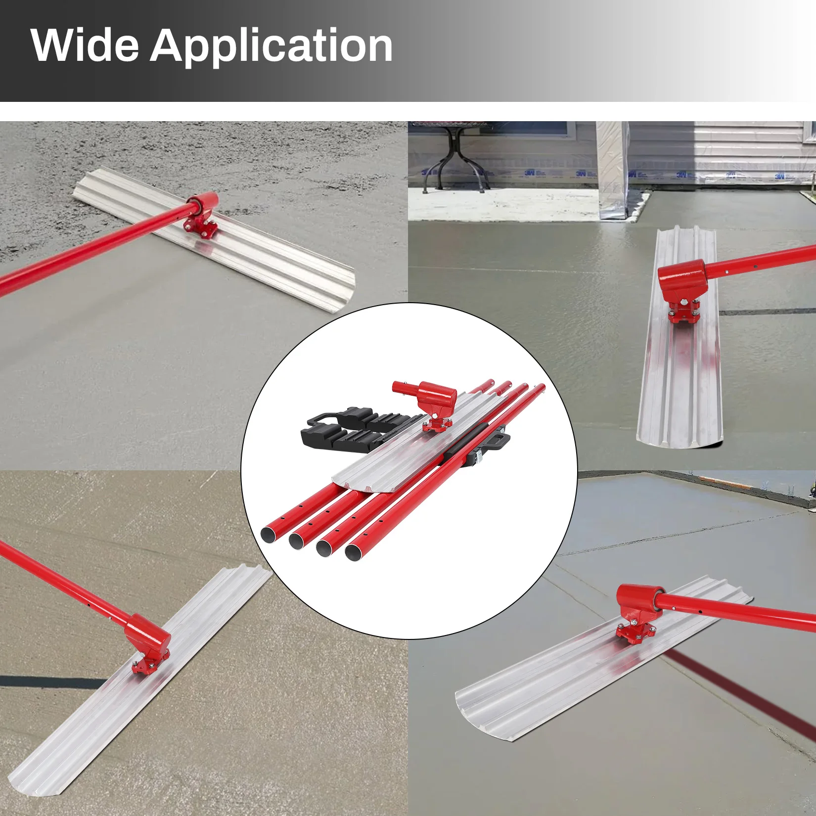 Bull Float Magnesium Concrete Float, Concrete Float Tool, 4 Handles and Bull Float Bracket, Bull Concrete Kit Finishing