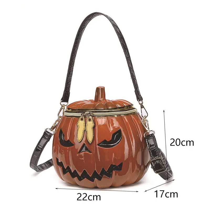 Women's new Halloween pumpkin shaped shoulder bag street trendy design handbag fun cartoon single shoulder crossbody bag